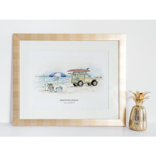 Grayton Beach Scene - Grayton Beach, Florida - 30A - Gulf Coast Florida - Florida Panhandle - Destin, Florida - Watercolor Print