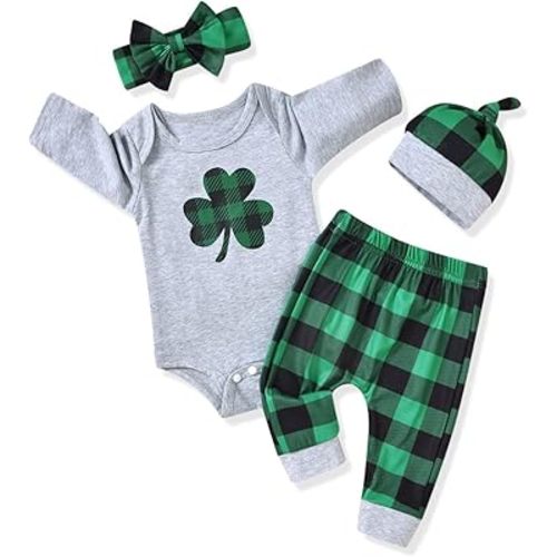 Aalizzwell Neutral Newborn Infant Baby Valentines Day Outfit with Hat Headband
