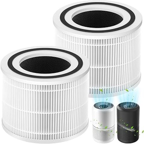 Core 300 Replacement Filter, Compatible with LEVOIT Core 300/300S Air Purifier，3-in-1 H13 Grade True HEPA Replacement Filter, Compare to Part No. Core 300-RF, White,2 pack
