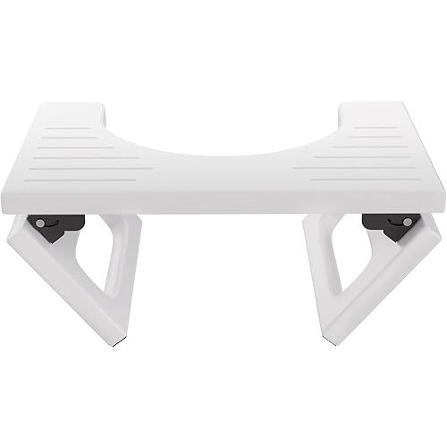 AmazerBath 7 Inches Bamboo Toilet Stool Squat for Adults, Foldable Poop Stool for Bathroom, 0.79" Thickness Potty Step Stool with Non-Slip Strip, No Assembly Required, Space-Saving, White
