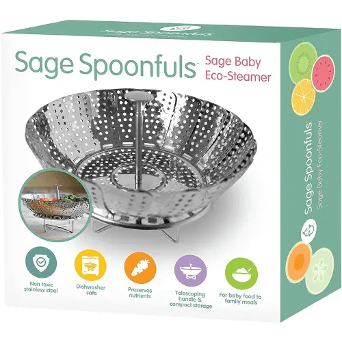 Sage Spoonfuls Baby Food Steamer Basket, Stainless Steel, Collapsible Steamer Basket for Baby Food, Vegetables & Fruit, Dishwasher Safe, Baby Food Cooker