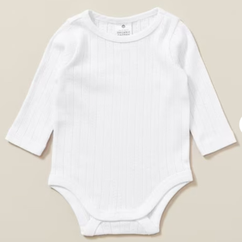 Baby Organic Cotton Pointelle Bodysuit - White