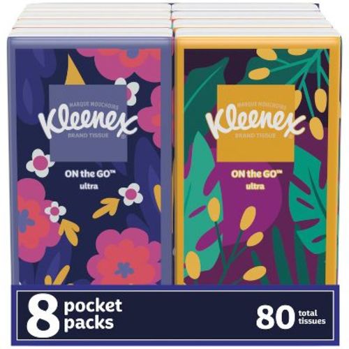 Kleenex On-the-Go 3-Ply Facial Tissue - 8pk/10ct: Soft Pack