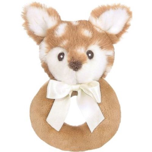 Bearington Baby Lil' Willow, 5.5 Inch Fawn Plush Stuffed Animal, Soft Baby Rattles and Plush Rings