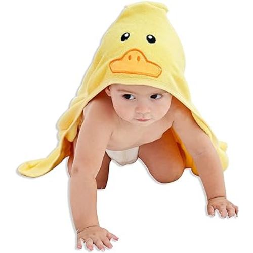 HIPHOP PANDA Hooded Baby Towel - Rayon Made from Bamboo, Soft Hooded Bath Towel for Babie, Toddler,Infant, for Boy and Girl - (Yellow Duck, 30 x 30 Inch)