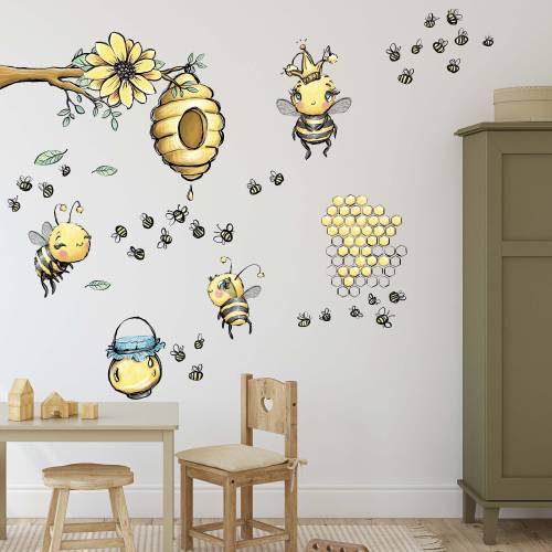 Beehive V359 wall sticker children's room decoration wall sticker sticker with bees honey beekeeper baby room bee colony