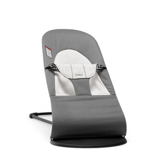 BabyBjorn Bouncer Balance Soft Woven - Gray: Folds for Transport, Machine Washable Seat Pad, Metal & Cotton, Non-Skid Feet