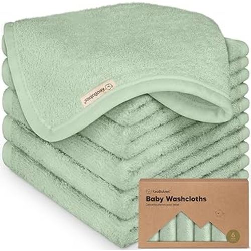 6-Pack Baby Washcloths - Soft Viscose Derived from Bamboo Washcloth, Baby Wash Cloths, Baby Wash Cloth for Newborn, Kids, Bath Baby Towels, Face Towel, Face Cloths for Washing Face(Pistachio)