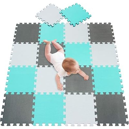 meiqicool Baby Play Mats for Kids and Toddlers,Puzzle Mat Baby Tummy Time Play Mat,Interlocking Crawling EVA Foam Mat 18 Tiles for Gym, Nursery, Playroom AHL
