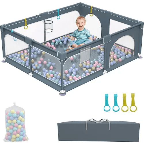 Baby Playpen,Packable & Portable Play Pens for Babies and Toddlers, Baby Play Yards with Balls, Kids Indoor & Outdoor Activity Center, Baby Fence with Breathable Mesh