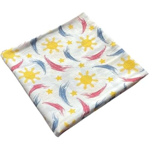 Filipino Flag Swaddle Blanket - Bamboo Viscose and Cotton Muslin Baby Receiving Blanket | Soft, Breathable & Skin-Friendly Baby Wrap
