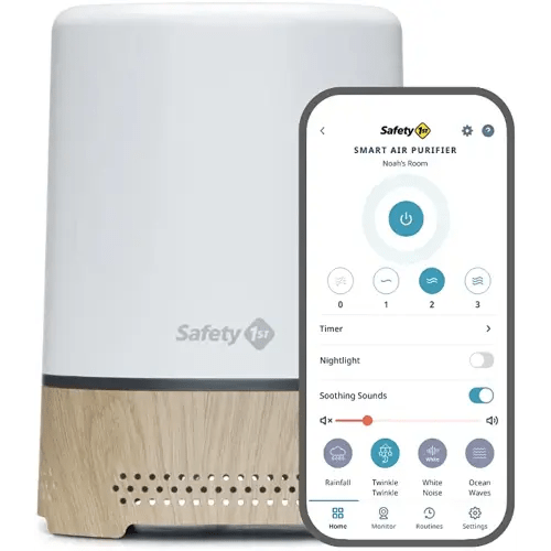 Safety 1st Smart Air Purifier, True HEPA Filter For Bedrooms & Baby Nursery's, App Controlled with iOS & Android, White