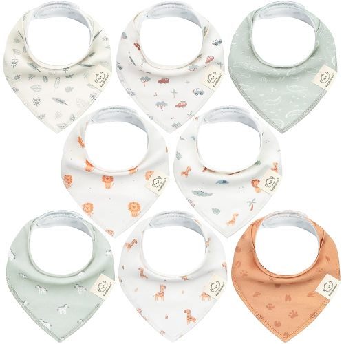8-Pack Organic Baby Bandana Bibs for Girls - Super Absorbent Triangle Baby Bibs for Drooling and Teething Infant
