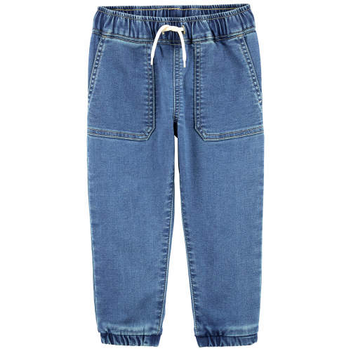 Baby Knit-Like Denim Drawstring Joggers
- Style,Blue