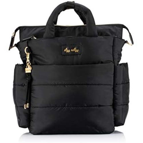 Itzy Ritzy Dream Convertible Diaper Bag; Lightweight Diaper Bag Converts from a Backpack to a Crossbody or Tote; Features 14 Pockets, Stroller Clips, Changing Pad & Luggage Attachment, Midnight Black