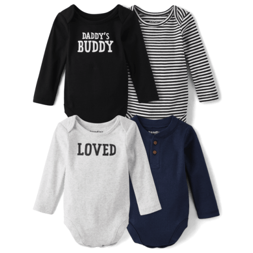 Baby Boys Striped Bodysuit 4-Pack - Black