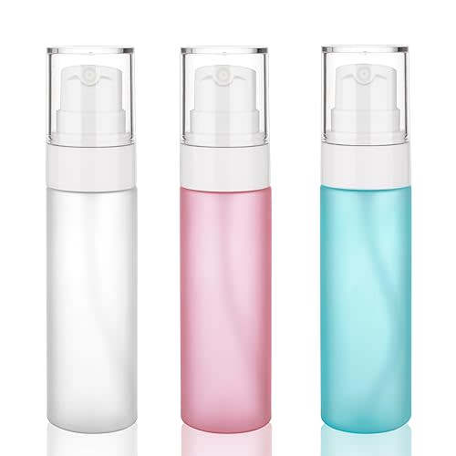 Fine Mist Spray Bottle 2oz/60ml 3 Pack Plastic Makeup Setting Spray Bottle TSA Approved Empty Cosmetic Refillable Travel Bottle Containers Sprayer for Water, Perfume, Face & Hair Mist (Multicolored)
