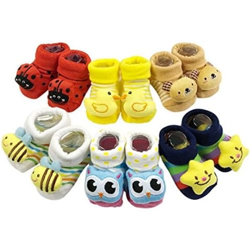 Bowbear Adorable Baby 6 Pair Non-Skid Bootie Socks