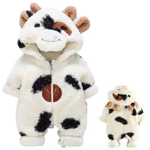 Baby Cow Snowsuit,Cow Onesie Suit Baby, Cow Print Baby Fleece Jumpsuit For Kids