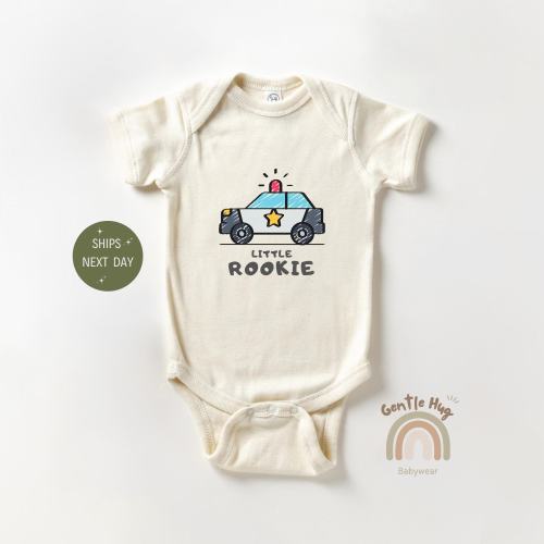 Little Rookie Police Baby Onesie®, Baby Policeman Outfit, My Dad Is a Cop Baby Onesie®, Cute Natural Bodysuit, Baby Shower Gift, Best Gift