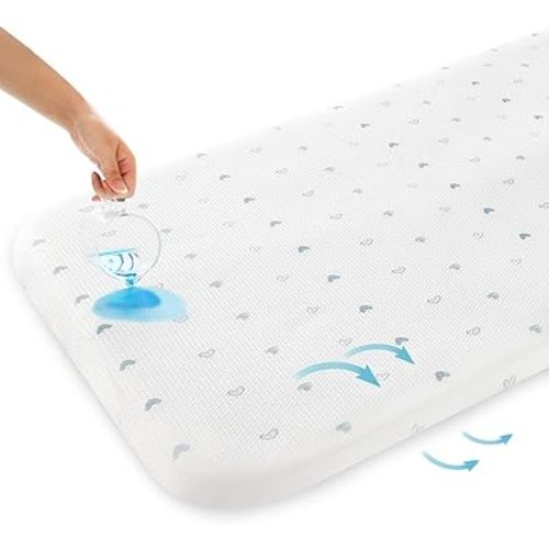Bassinet Mattress Pad 33" x 20" x 0.8" Fits Baby Delight, YADAQE, Koolerthings, Angelbliss and Other Bedside Sleeper, Waterproof Lining Breathable Soft, Baby Foam with Removable Zippered Cover