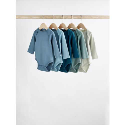 Modern Blue 5 Pack Baby Long Sleeve Bodysuits