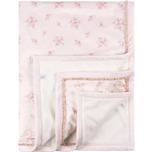 Floral Plush Blanket with Satin Trim