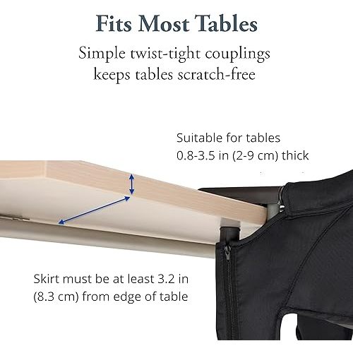 Inglesina Fast Table Chair - Black + Fast Dining Tray - Portable High Chair for Baby & Toddlers, Infant 6-36 Months - Fits Tables 0.8'' to 3.5'' - Collapsible and Compact Design - Carry Bag Included