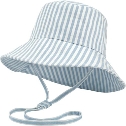 Beautiful Toddler Sun Hat 6-24 Months - Adjustable Kids Hat with UPF 50+ Sun Protection - Cute Toddler Bucket Hat for Beach Blue