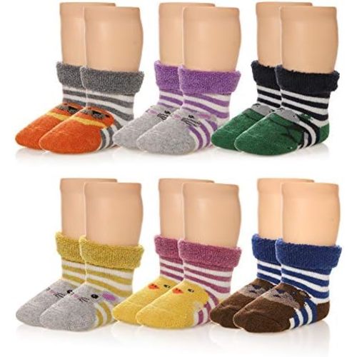 Eocom 6 Pairs Children's Winter Thick Warm Wool Socks Soft Kids Toddler Baby Girls Boy Thermal Crew Socks