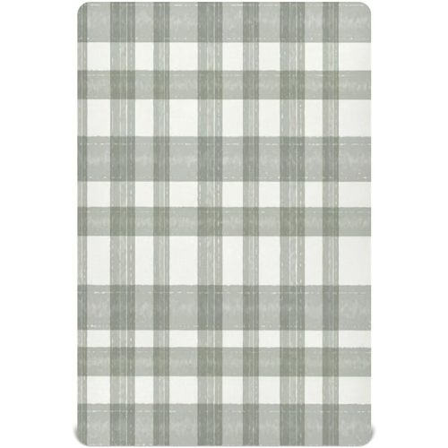 Caikeny Fitted Crib Sheet for Boys Girls Sage Green Plaid Baby Crib Sheets Bassinet Sheets Crib Mattress Bed Sheets for Toddler Newborn Infant 52 X 28 in