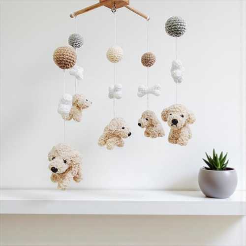 Crochet Golden doodle Puppy Baby Mobile: Nursery Decor