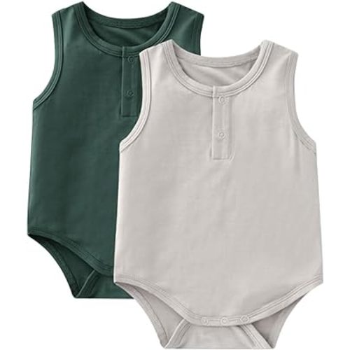 SUZEL Baby Boys Girls Sleeveless Bodysuits, Rayon from Bamboo Rompers for Spring Summer