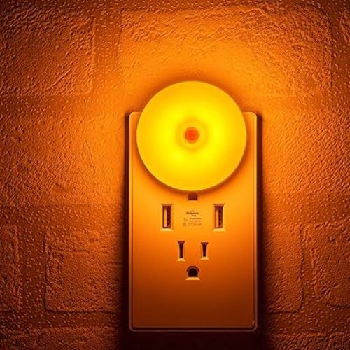 myCozyLite Night Lights Plug into Wall, Amber LED, 2 Pack, Motion Sensor Night Light, Automatic Motion Activated Light Indoor, for Bathroom, Bedroom, Kitchen, Hallway, Stairway, Kids, Adults