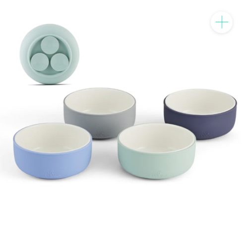 Porcelain Bowl with Silicone Suction Sleeves