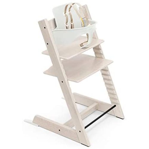 Tripp Trapp High Chair from Stokke, Whitewash - Adjustable, Convertible Chair for Children & Adults - Includes Baby Set with Removable Harness for Ages 6-36 Months - Ergonomic & Classic Design