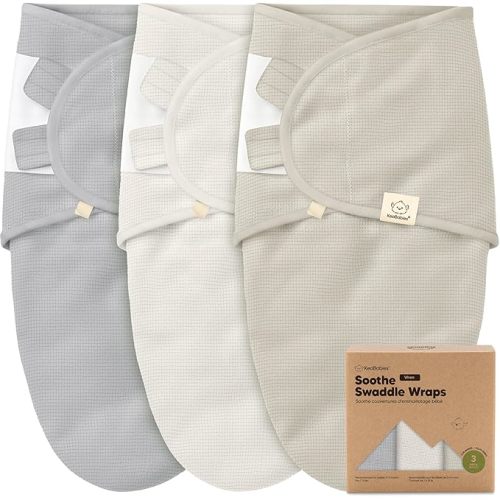 3-Pack Organic Swaddles for Newborns, Baby Sleep Sacks 0-3 Months - Baby Swaddle Wrap, Newborn Wearable Blanket, Infant Sleep Sack for Girls, Boys, Soft & Snug, Large Hook & Loop Closure (Granite)