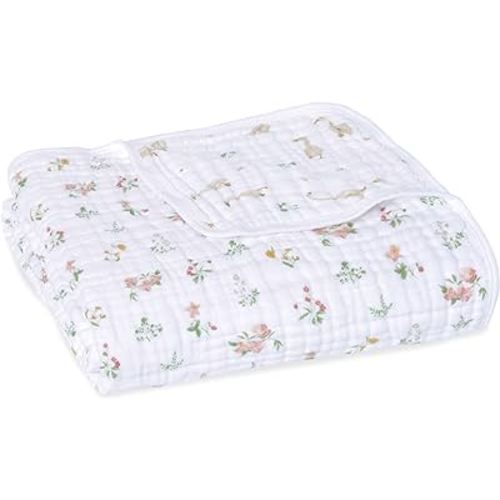 aden + anais Essentials Dream Blanket, Muslin Baby Blankets for Girls & Boys, Ideal Lightweight Newborn Nursery & Crib Blanket, Country Floral