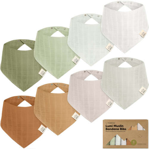 8-Pack Lumi Muslin Bandana Bibs (Pine) Pine