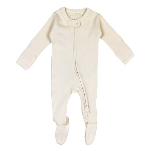 Organic 2-Way Zipper Footie in Buttercream