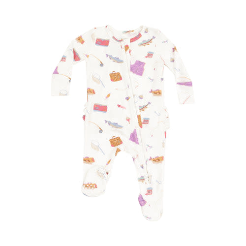 2 Way Zipper Ruffle Back Footie - Fishing Things Pink – Angel Dear