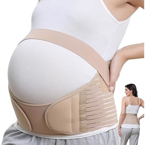 NeoTech Care Pregnancy Support Maternity Belt, Waist/Back/Abdomen Band, Belly Brace (Size XL, Beige Color)