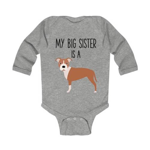My Big Brother / Sister is a Pit Bull Long Sleeve Baby Bodysuit, Pitbull Baby Boy Baby Girl Clothes, Dog One Piece Romper, Baby Shower Gift - Etsy