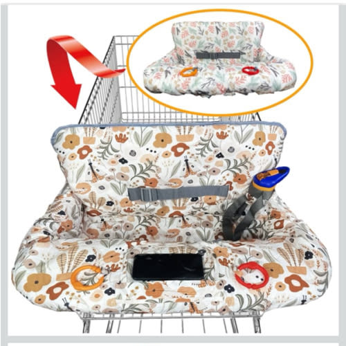 Shopping Cart Cover for Baby Grocery Cart Cover for Baby boy and Baby Girl, High Chair Cover for Baby and Toddler, Baby Registry Gift - Waterproof - Extra Large - Cotton - Double Sided (Orange)