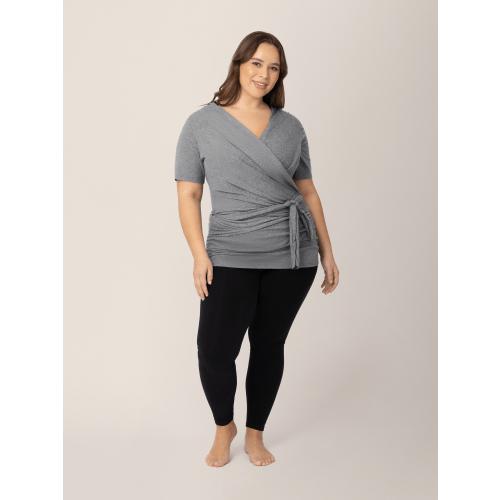 Organic Cotton Skin to Skin Wrap Top | Charcoal Grey Heather - Kindred Bravely