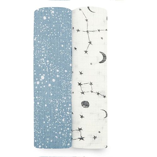 aden + anais Essentials Silky Soft Swaddle Baby Blanket, 100% Bamboo Viscose Muslin Blankets for Girls & Boys, Baby Receiving Swaddles, Ideal Newborn & Infant Swaddling Set, 2 Pack, Cosmic Galaxy
