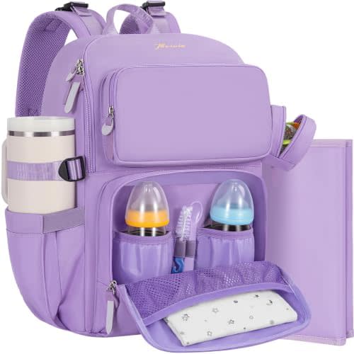 IBVIVIC Diaper Bag Backpack with Portable Changing Pad, Lavender Purple