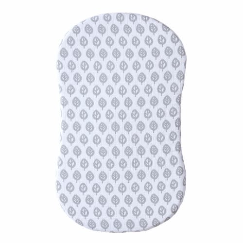 HALO BassiNest Cotton Muslin Fitted Sheet - Gray Leaf