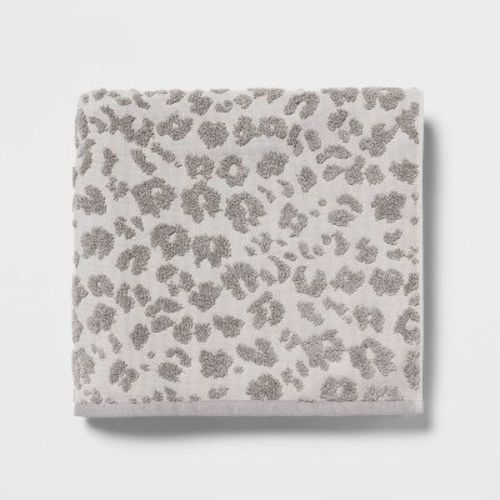 Performance Plus Bath Towel Light Gray Leopard - Threshold™: 100% Cotton, Jacquard Terry, Fade-resistant, Oeko-tex Certified