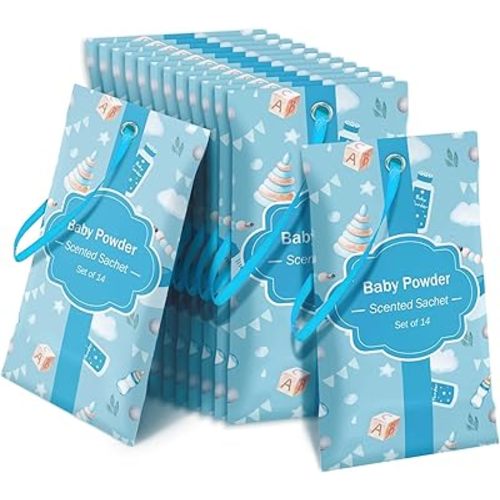 LA BELLEFÉE Baby Powder Scented Sachets for Drawer and Closet,14 Pack Long-Lasting Fragrance Bags for Wardrobe, Car & Shoe Cabinet,Home Freshener & Perfume Sachets